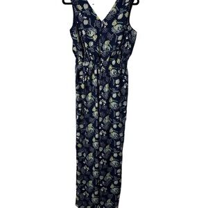 Apt. 9 Dark Blue Floral Jumpsuit